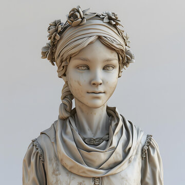 花環(huán)少女的肖像雕塑