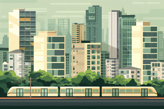 城市景觀與火車