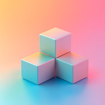 3D 幾何抽象圖形 淡彩漸變背景