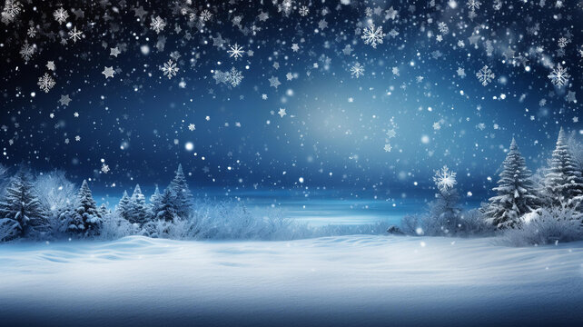 雪夜森林與冰封湖泊