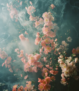 朦朧粉紅花朵