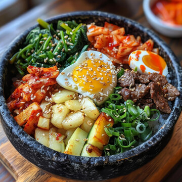韓式石鍋拌飯：牛肉雞蛋辣味