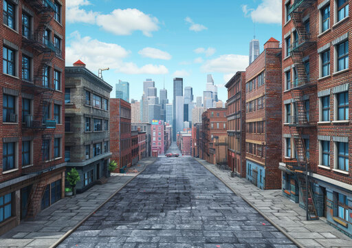 城市街道背景是高聳的建筑