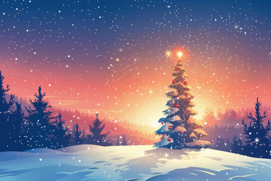 雪地里的圣誕樹