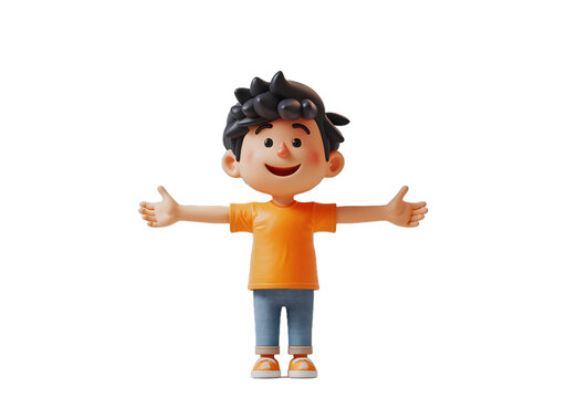 [免摳素材]3D卡通男孩張開雙臂