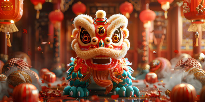 舞獅的AI圖片