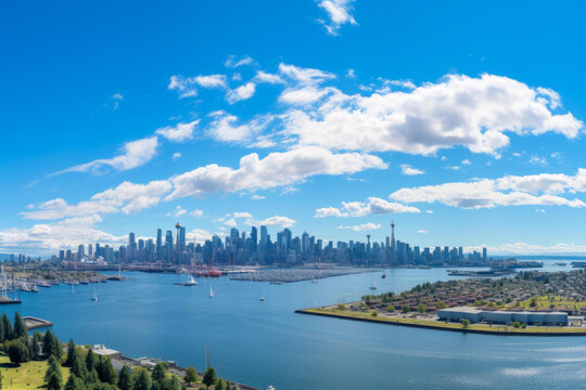 西雅圖天際線和海濱的壯麗全景