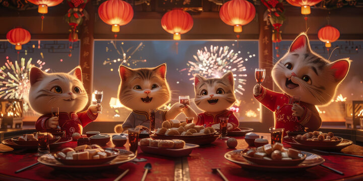 貓貓們慶祝中國新年