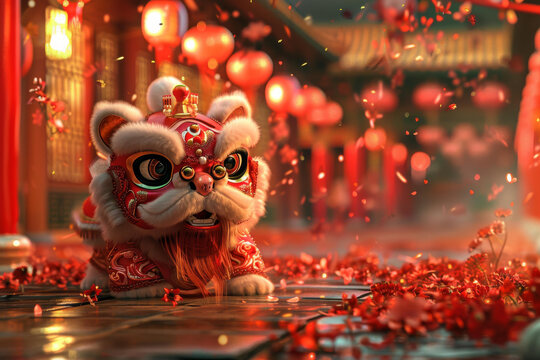 舞獅的AI圖片