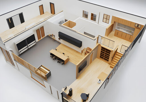 現(xiàn)代多層建筑室內3D效果圖