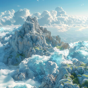 壯觀的云海之巔的山峰