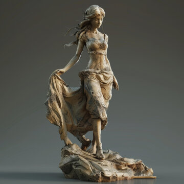 穿著飄逸長裙的女性石像