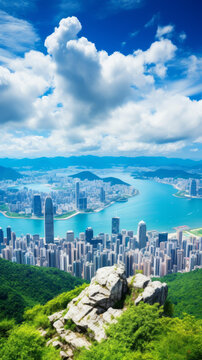 維多利亞港俯瞰香港城市