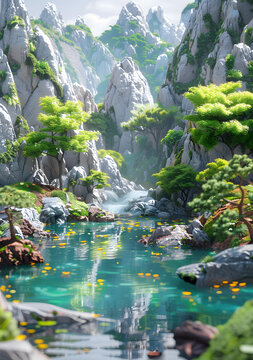 寧靜的山間湖泊