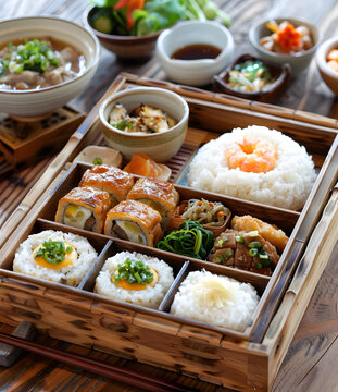 日式便當(dāng)盒，多種美味食物