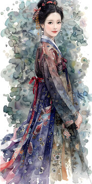 身穿韓國傳統(tǒng)服飾的美麗韓國女性