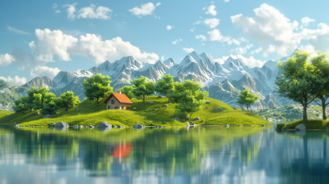 雪山湖畔小屋
