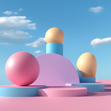 抽象幾何圖形3D渲染背景