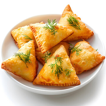 白色盤子里的炸三角 Samosa