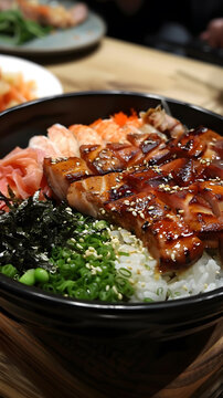 日式蓋飯?chǎng)狋~(yú)三文魚(yú)刺身壽司天婦羅便當(dāng)海鮮丼