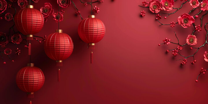中國紅燈籠和櫻花