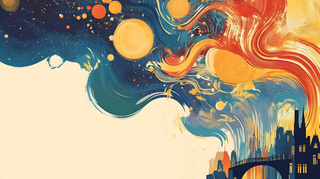 抽象星空下的城市景觀