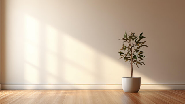 陽光透過窗戶照射在盆栽植物上