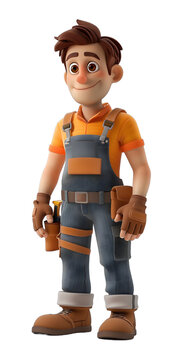 [免摳素材]身穿工作服的建筑工人插圖