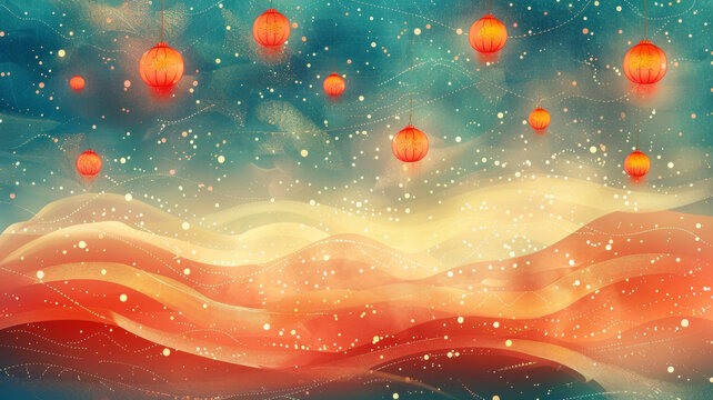 祥云映紅燈籠祈福