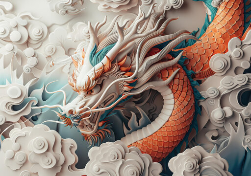 祥云瑞龍圖騰浮雕