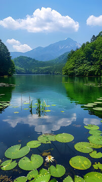 寧?kù)o的湖泊和山峰