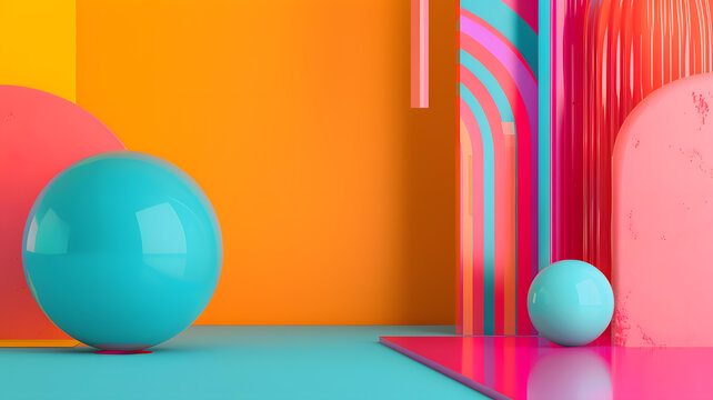 抽象彩色3D幾何圖形背景