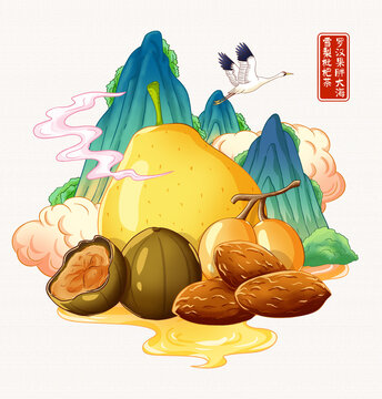胖大海秋梨羅漢果插畫(huà)包裝