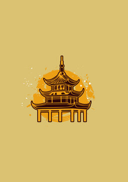 中國風(fēng)潑墨甲秀樓