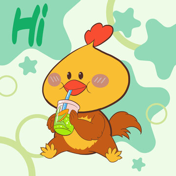 小雞卡通手繪圖案