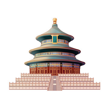 北京天壇祈年殿國潮插畫建筑
