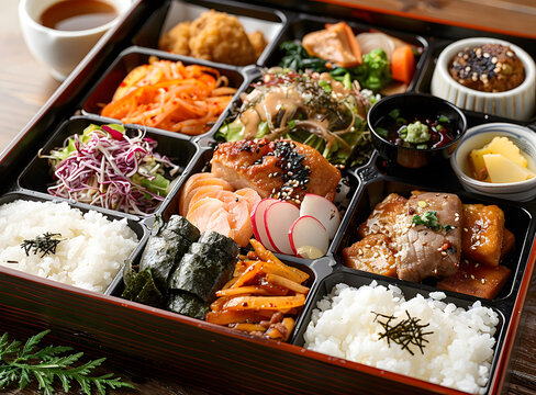 日式料理便當盒 多種菜肴