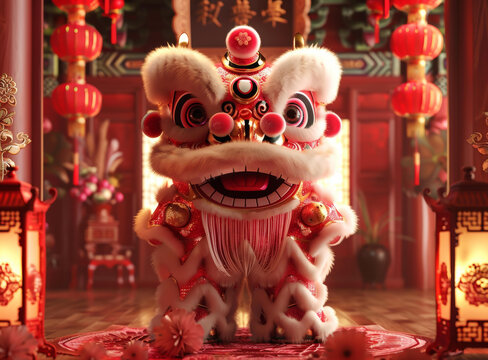 舞獅的AI圖片