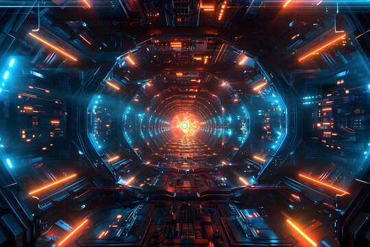 未來派宇宙飛船走廊