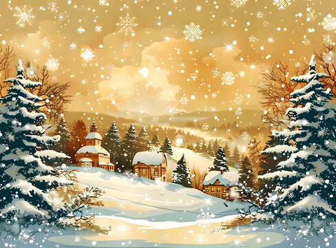 雪花飄飄的圣誕小鎮(zhèn)
