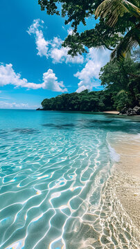 加勒比海灘的清澈海水