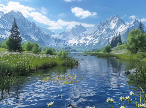 山湖花海的AI圖片