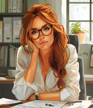 一個(gè)戴著眼鏡的漂亮女人的肖像