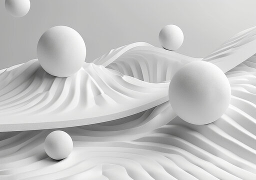 白色極簡3D球體背景