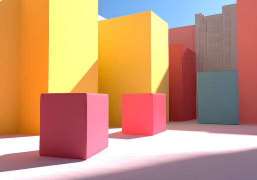 多彩的幾何抽象圖形3D