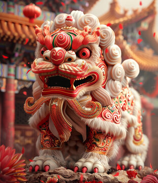 舞獅的AI圖片
