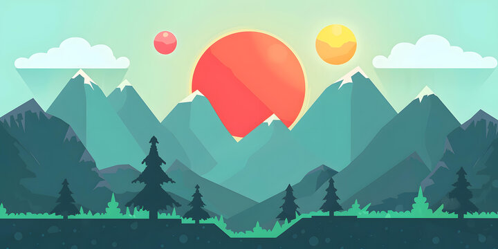 扁平化山脈景觀