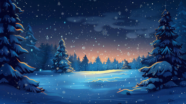 雪夜森林的AI圖片