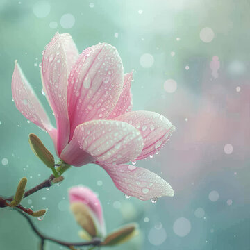 玉蘭花瓣上的雨滴