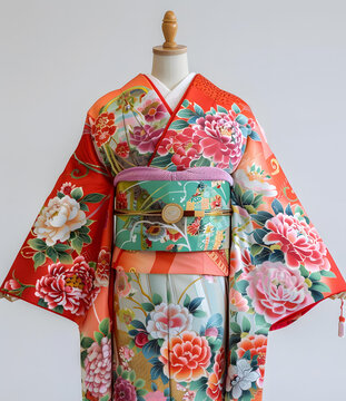 一件帶花卉圖案的和服